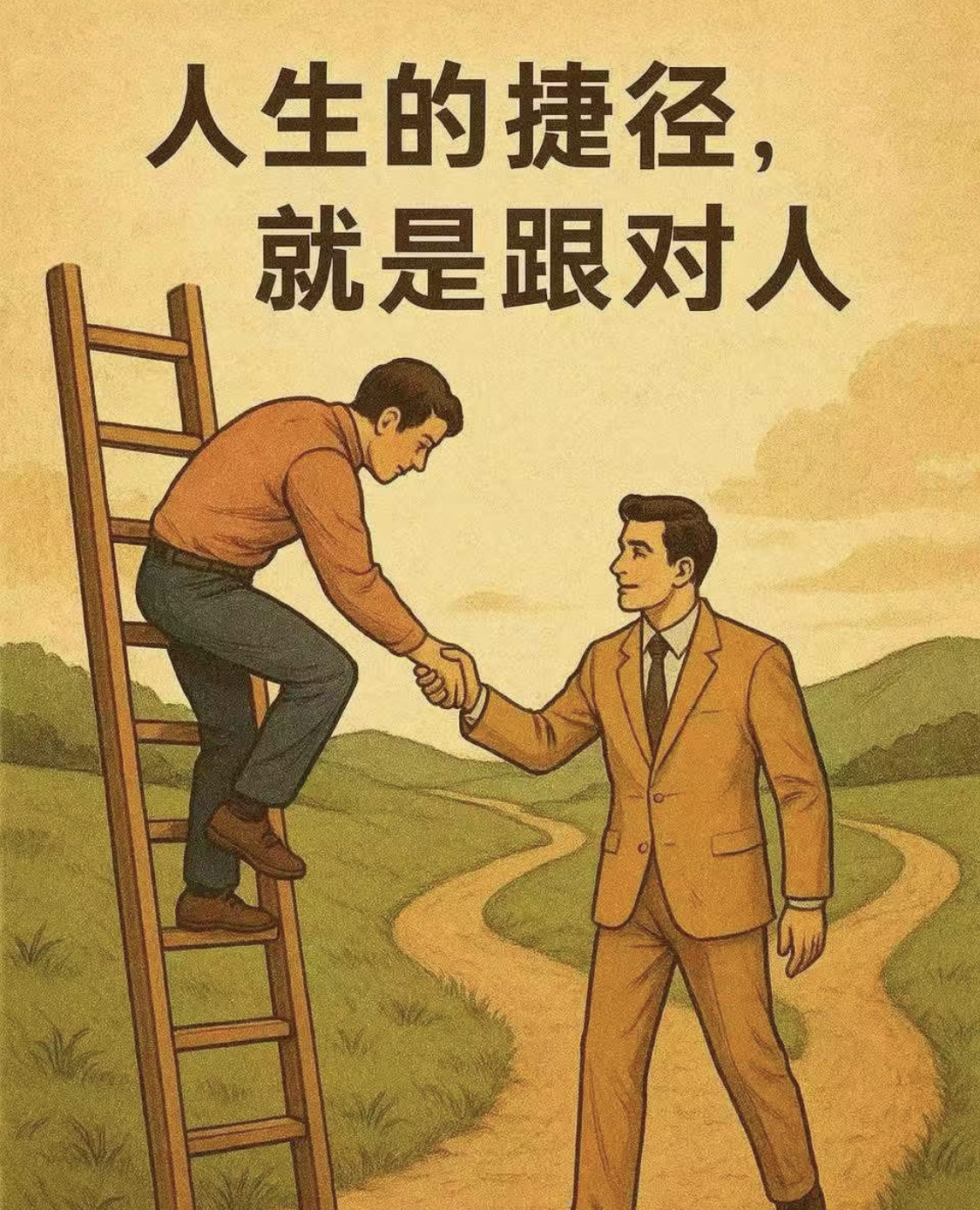 人生的路，90%取决于你跟谁走。 有的人，让你越混越迷茫； 有的人，让你越跟越清醒。  跟对人，你能少走十年弯路； 跟错人，你可能一辈子都在原地打转。 有的人带你看格局，有的人只让你看眼前