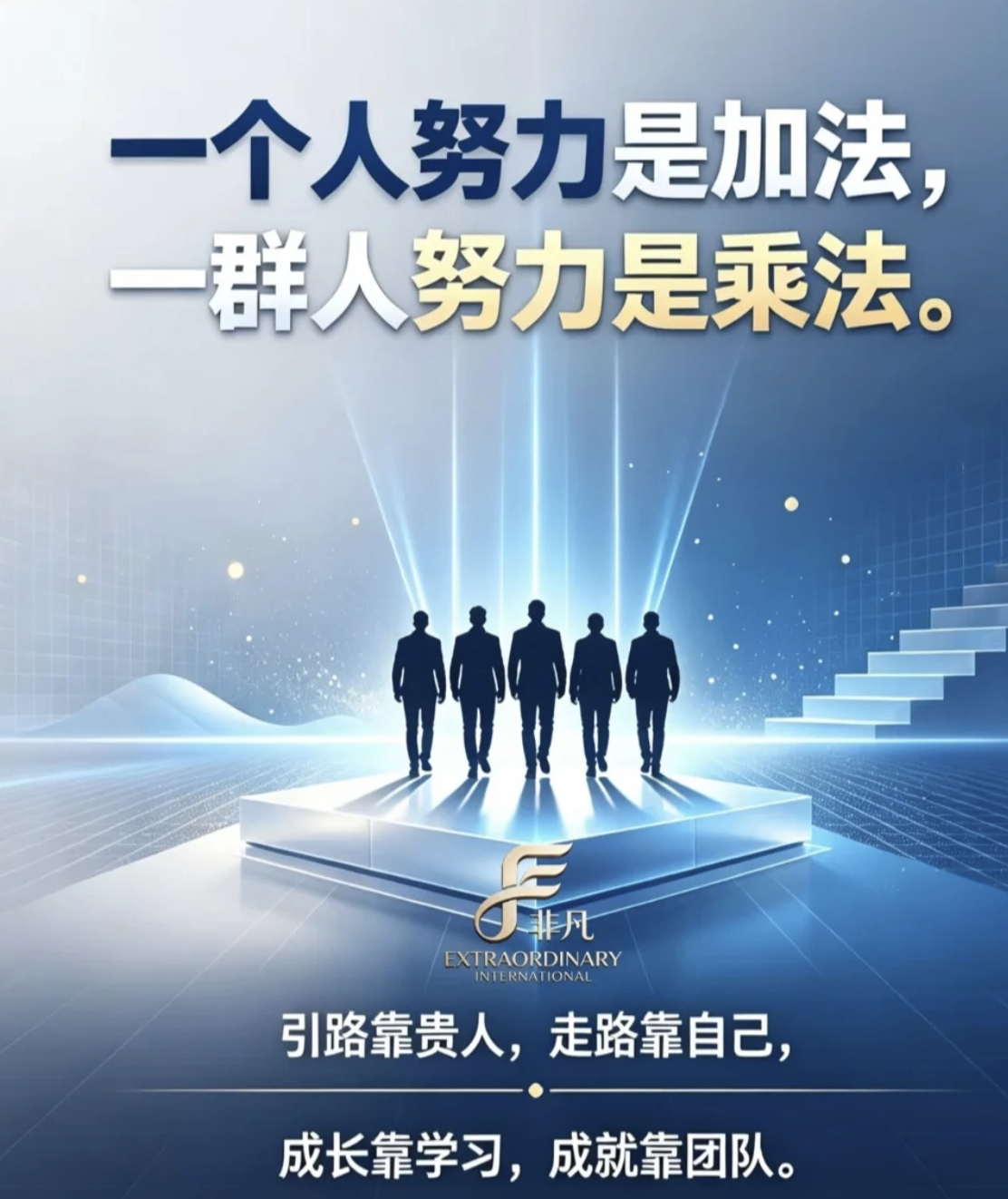 个人努力做加法，团队合力做乘法。让我们一起扬帆起航吧！